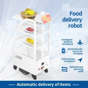 Mobile Boutique Robot Food Delivery Machine Dessert Distribution Pallet Trolley Robot for Indoor Restaurant