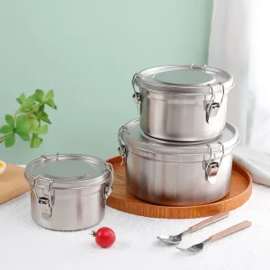 Wholesale 3PCS Set Leakproof Custom Picnic Stainless Steel 304 Round Shape Bento Food Container