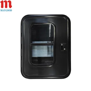 Maygood Radius Corner Caravan RV Door with Screen Door Black Color 620*900mm