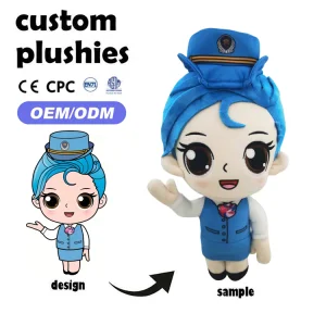 Customized Soft Anime Doll Character Human Plush Stuffed Animal Toy for Girls Customized Plush Dolls