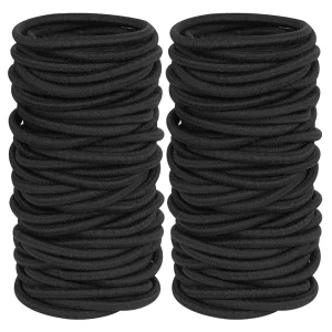 High Quality 4mm Black Elastic Hair Ties Sweet Style Ponytail Holders for Thick Hair No Damage Ponytail Holder Wholesale