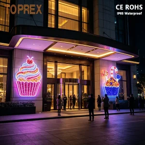 Toprex Melhor Vendedor Vibrante 2D LED Doce Motivo de Cupcake Luz para Decoração de Hotel ao Ar Livre Shopping Mall