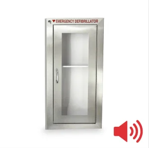 con gabinete de acero inoxidable alto para desfibrilador de primeros auxilios