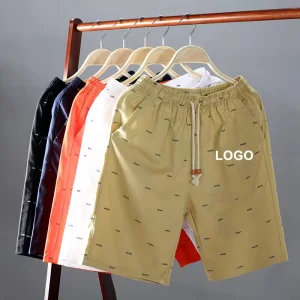100% Cotton Men's Board Shorts Breathable Eco-Friendly Summer Casual Elastic Waist Custom Logo ODM OEM Blank Plus Size