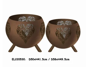 Best Oxidised Rusty Global Metal Fire Pit with Feet Bonfire Outdoor Heater for Wood Burning with Laser Cut Design Suppliers, Products