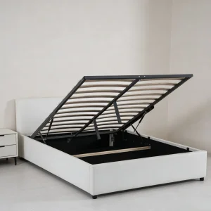 Cama de almacenamiento elevable de buena calidad con superficie tapizada de lujo para dormitorio