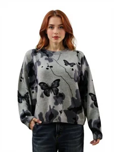 Plus Size Women's Knit Clothes Pure 100% Cashmere Sweater Fashionable Stylish and Trendy Custom Sizes, Pattern &amp; Gauge with OEM Support