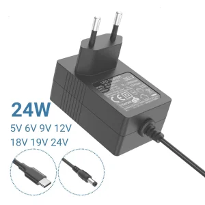120W Power Adapter 18V 1.3A RoHS 6V 4.0A 12V 2.0A Supply Kcc 5V 4.8A USB-C Top DC Plug with Logo 19V 1.2A 24V 1.0A 9V 2.66A