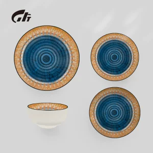 Conjunto de Louça Azul e Laranja