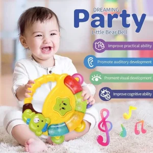 Chocalho Tamboril Colorido para Bebês com Luzes e Música