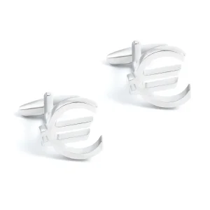 Silver Plated Euro Sign Cufflinks