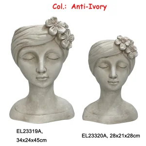 Best Fiber Clay Handmade Crafts MGO Flower Crown Girl Bust Planter