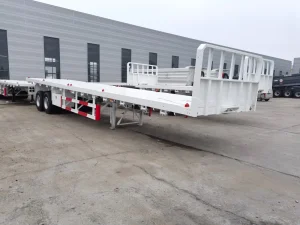 2 Axles Headboard Flatbed Timber or Log Loader Bulk Cargo Transport Semi Trailer with Side Posts