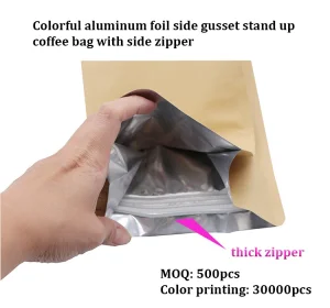 Food Packaging Kraft Paper Cafe Coffee Packaging Bag with Plastic Valve