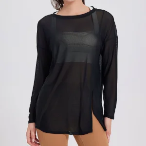 Women's Lightweight Beach Wear Cover up Tee Tops Quick Dry Long Sleeve Crew Neck Sexy T Shirts Summer See Through Active Wear