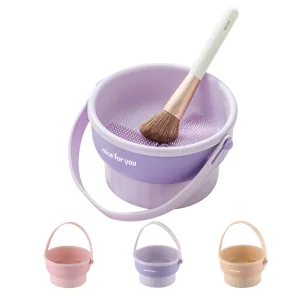 Makeup Brush Cleaner Mat 3 in 1 Silicone Makeup Brush Cleaner Bowl Cosmetic Brushes Cleaning Tool Organizer