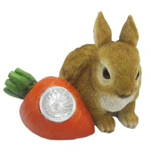 Wholesale Solar Rabbit and Carrot Garden Statue