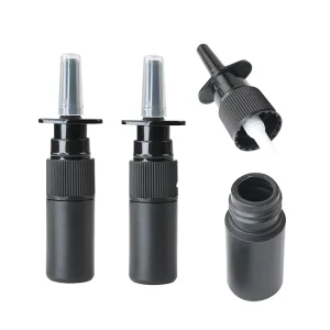 Estoque 5ml 10ml Frasco de Spray Nasal de Plástico HDPE Branco Vazio para Medicamentos com Bico de Névoa Preta para Lavagem com Água Salina