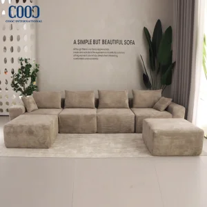Foshan Wholesale Modern Luxury Foam L Shape Corner Fabric Home Furniture Modular Sectional Compression Sofa for Hotel Living Room Apartment Villa