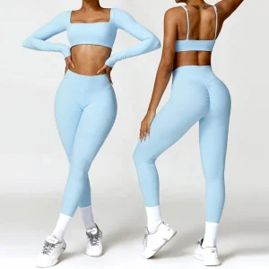 Custom Seamless Women's Fitness Active Wear Soft Quick-Dry Sports Workout Clothing 4-Way Stretch Two Piece Yoga Leggings Sets