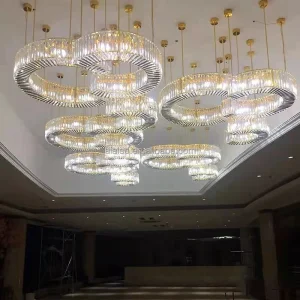 Hotel Pendant Lighting Manufacturer C-shaped DIY Crystal Lamp Luxury Sales Office Lobby Lamps Exhibition Hall Chandelier