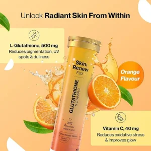 Tabletas efervescentes de glutatión y vitamina C para una piel radiante