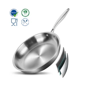Non-stick Hybrid Stainless Steel Pan Skillet Stainless Kitchen Cooking Steak Frying Pan Triply Stainless Steel Induction Pan