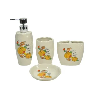 ODM Fall Sweet Fall Pumpkin & Autumn Leaf Ceramic Bathroom 4-Piece Set Exporter, Product