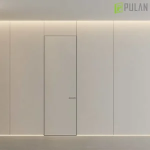 Minimally Hidden Aluminum Frame and Silent Lock Interior MDF Door Skin with PVC Finishing Particleboard / MDF Strip / Solid Wood Core Flush Bedroom Wooden Door