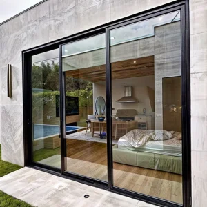 Anewson High Quality Thermal Break Aluminum Alloy Sliding Door with Double Tempered Glass Four Track Smart Electric Glass Sliding Door