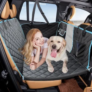 Oxford Leather Dog Car Seat Cover Waterproof Dog Hammock with Strong Support Non-Slip Printed Back Seat Extender for Pets