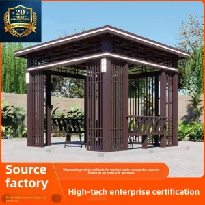 Factory-Customized New Chinese-Style Aluminum Alloy Gazebo Courtyards Outdoor Gardens Waterproof Windproof Corrosion-Resistant