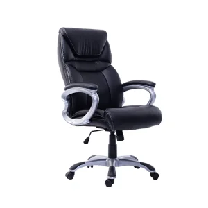 Adjustable Black Luxury Leather Swivel Chair