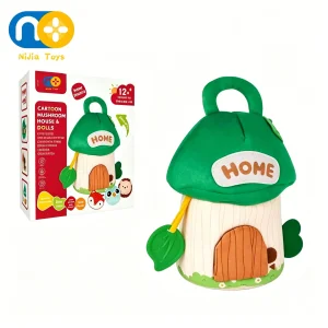 Juguetes para bebés Nijia Casa de hongo de dibujos animados con 6 muñecas de felpa Juguete de peluche dentro del juego de la casa de hongo para niños Juguetes educativos tempranos Juguetes al por mayor