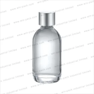 Stylish 60ml Clear Glass Skincare Bottle with Silver Cap