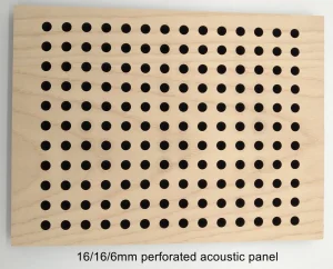 Walnut veneer 16/16/6mm perforated acoustic panel metro station ceiling sound asorbing board