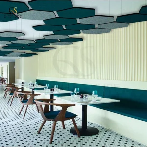 Hexagon Glass Wool Fiber Hanging Ceiling Acoustic Clouds for School and Office