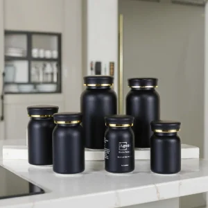 Black Frosted Plastic Food-Grade Medicine Bottles