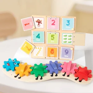 New Design Montessori Wooden Math Number Animal Puzzle Counting Toys Boards for Kids Fine Motor Skills Educational Learning Tray