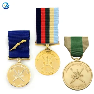 Wholesale Zinc Alloy Metal Custom 3D Logo Oman Medal Soft Hard Enamel Oman Sultans Medals Miniature with Ribbon Military Medal