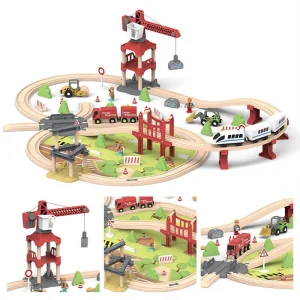 2026 Wholesale Chirstmas Kids Railway Electric Toy Wooden Model Mini Train Set