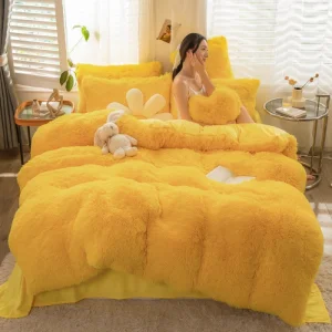 Winter Bed Sheets Warm 2022 Faux Fur Velvet Shaggy Fluffy Winter Bed Sheets Warm 2022 Duvet Cover Bedding Set