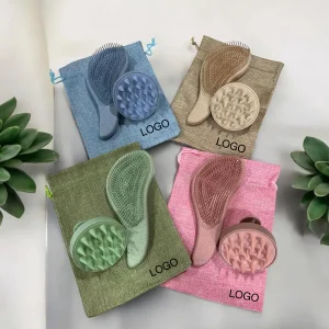 Eco-Friendly Detangler Brush Scalp Massager Anit-Knot for Smooth Frizz-Free Hair Wet Dry Scalp Exfoliator Soft Silicone Bristles