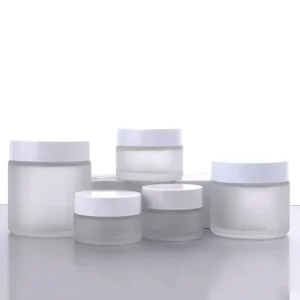 Wholesale Empty Cream Glass Jars with Bamboo Lid