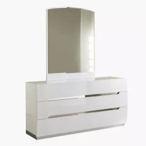 Modern Glossy White Wooden Dresser Space-Saving Storage Cabinet for Bedroom or Kitchen for Hotel Use