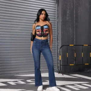 Calças Jeans Femininas de Cintura Alta