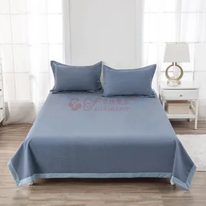 Hemp Linen Bedsheet Super High Density Square Pattern Coverlets Bedding Set