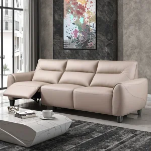 Space Saving Recliner Couch Sofa 3+1 Seater Wall Hugger Reclining PU Leather Sofa With Storage Ottoman &amp;Adjustable Headrest
