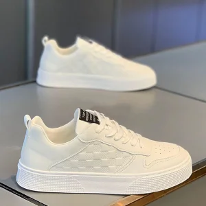 New Style PU Leather Small White Shoes Fashionable Casual Sneakers Skateboarding Shoes Walking Style Shoes for Man