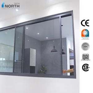 Factory Price Slimline Narrow Frame Double Glazed Glass Aluminum Sliding Window